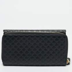 Gucci Black Mirco Guccissima Leather Flap Continental Wallet