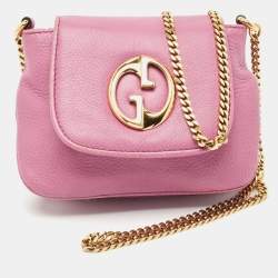Gucci Pink Leather Small 1973 Chain Crossbody Bag