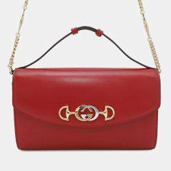 Gucci Red Small Leather Zumi Satchel