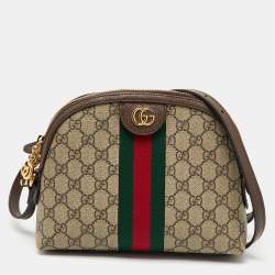Gucci Beige/Brown GG Supreme Canvas and Leather Ophidia Bag