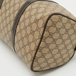 Pre Owned Gucci Beige/Brown GG Supreme Canvas and Leather Medium Joy Boston Bag