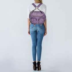 Pre Owned Gucci Purple Leather Medium Darwin Convertible Backpack