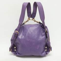 Pre Owned Gucci Purple Leather Medium Darwin Convertible Backpack