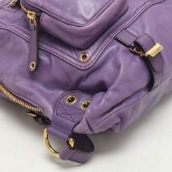 Pre Owned Gucci Purple Leather Medium Darwin Convertible Backpack