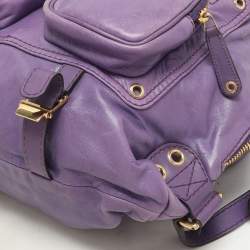 Pre Owned Gucci Purple Leather Medium Darwin Convertible Backpack