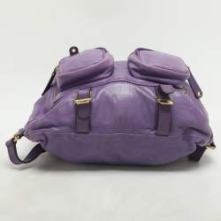 Pre Owned Gucci Purple Leather Medium Darwin Convertible Backpack