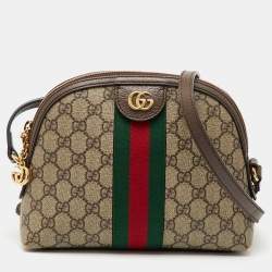 Gucci Beige/Brown GG Supreme Canvas and Leather Ophidia Bag