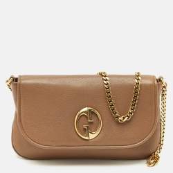 Gucci Brown Leather Medium 1973 Chain Shoulder Bag