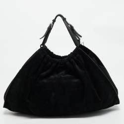 Gucci Black Suede Gathered Tote
