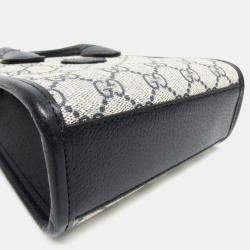 Gucci Interlocking Beige Navy GG Supreme Leather Shoulder Bag
