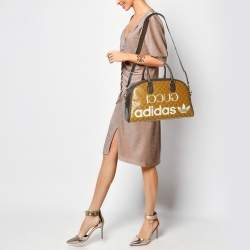 Gucci x Adidas Beige/Brown GG Crystal Canvas and Leather Medium Duffle Bag