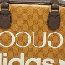 Gucci x Adidas Beige/Brown GG Crystal Canvas and Leather Medium Duffle Bag