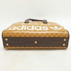Gucci x Adidas Beige/Brown GG Crystal Canvas and Leather Medium Duffle Bag