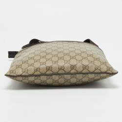 Gucci Beige/Brown GG Supreme Canvas and Leather Flat Messenger Bag