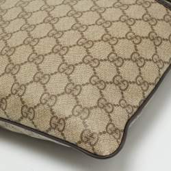 Gucci Beige/Brown GG Supreme Canvas and Leather Flat Messenger Bag