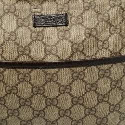 Gucci Beige/Brown GG Supreme Canvas and Leather Flat Messenger Bag