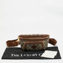 Gucci Brown/Beige GG Supreme Canvas and Leather Interlocking G Belt Bag