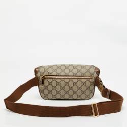 Gucci Brown/Beige GG Supreme Canvas and Leather Interlocking G Belt Bag