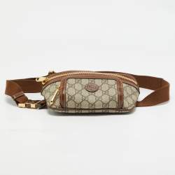 Gucci Brown/Beige GG Supreme Canvas and Leather Interlocking G Belt Bag
