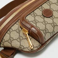 Gucci Brown/Beige GG Supreme Canvas and Leather Interlocking G Belt Bag