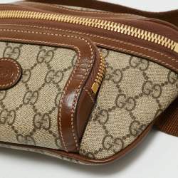 Gucci Brown/Beige GG Supreme Canvas and Leather Interlocking G Belt Bag