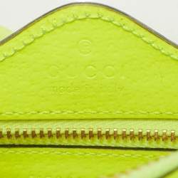 Gucci Neon Green Leather and PVC Ophidia Mini Front Zip Crossbody Bag