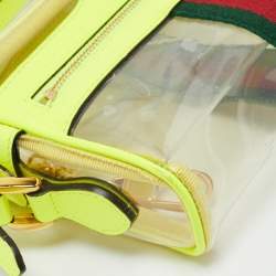 Gucci Neon Green Leather and PVC Ophidia Mini Front Zip Crossbody Bag