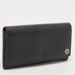 Gucci Black Leather GG Marmont Continental Wallet