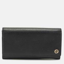Gucci Black Leather GG Marmont Continental Wallet