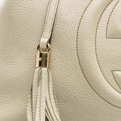 Gucci White Medium Leather Soho Chain Tote