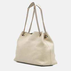 Gucci White Medium Leather Soho Chain Tote