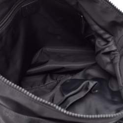 Pre Owned حقيبة يد غوتشي سحاب علوي جلد ونايلون GG سوداء