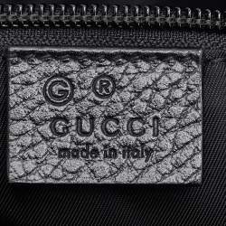 Pre Owned حقيبة يد غوتشي سحاب علوي جلد ونايلون GG سوداء