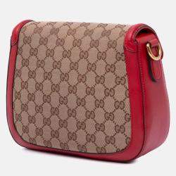 Gucci Brown/Red Medium GG Canvas Lady Web Crossbody