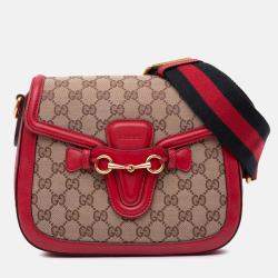 Gucci Brown/Red Medium GG Canvas Lady Web Crossbody
