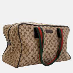Gucci Brown GG Canvas Web Duffle Bag