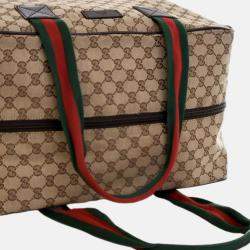 Gucci Brown GG Canvas Web Duffle Bag