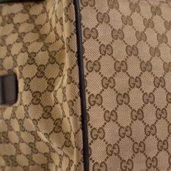 Gucci Brown GG Canvas Web Duffle Bag