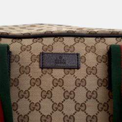 Gucci Brown GG Canvas Web Duffle Bag