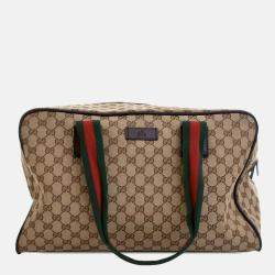 Gucci Brown GG Canvas Web Duffle Bag