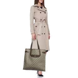 Gucci Brown/Beige GG Supreme Canvas Web Sherry Line Tote