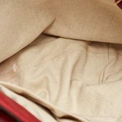 Gucci Red/Beige Canvas and Leather GG Twins Tote