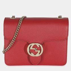 Gucci Red Dollar Calfskin Small Interlocking Chain Bag