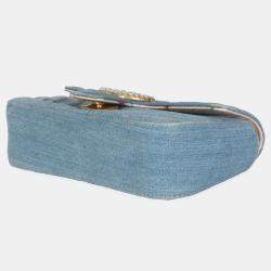 Gucci Blue Matelasse Denim GG Marmont Pearly Shoulder Bag