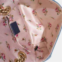 Gucci Blue Matelasse Denim GG Marmont Pearly Shoulder Bag