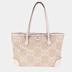Gucci Pink Monogram Jumbo GG Textured Calfskin Medium Ophidia Shopping Tote bag