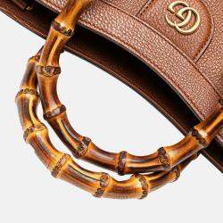 Gucci Brown Small Leather Bamboo Diana Satchel