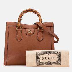 Gucci Brown Small Leather Bamboo Diana Satchel