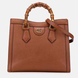 Gucci Brown Small Leather Bamboo Diana Satchel