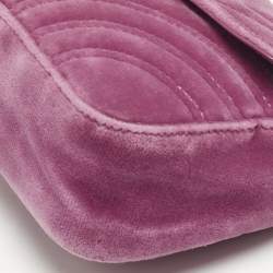 Gucci Pink Matelassé Velvet Mini GG Marmont Shoulder Bag